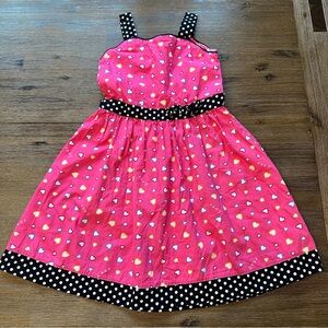 2/24$ Heart Print Kids Dress with Polka Dot Accents size 7/8